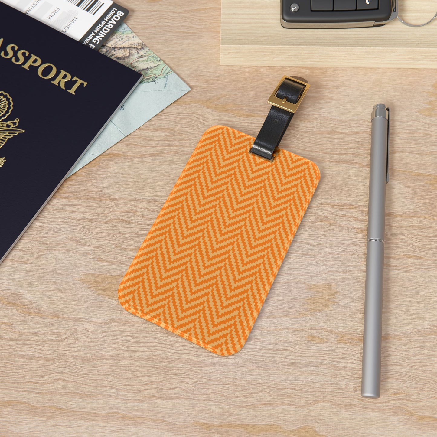 Orange Chevron Luggage Tag