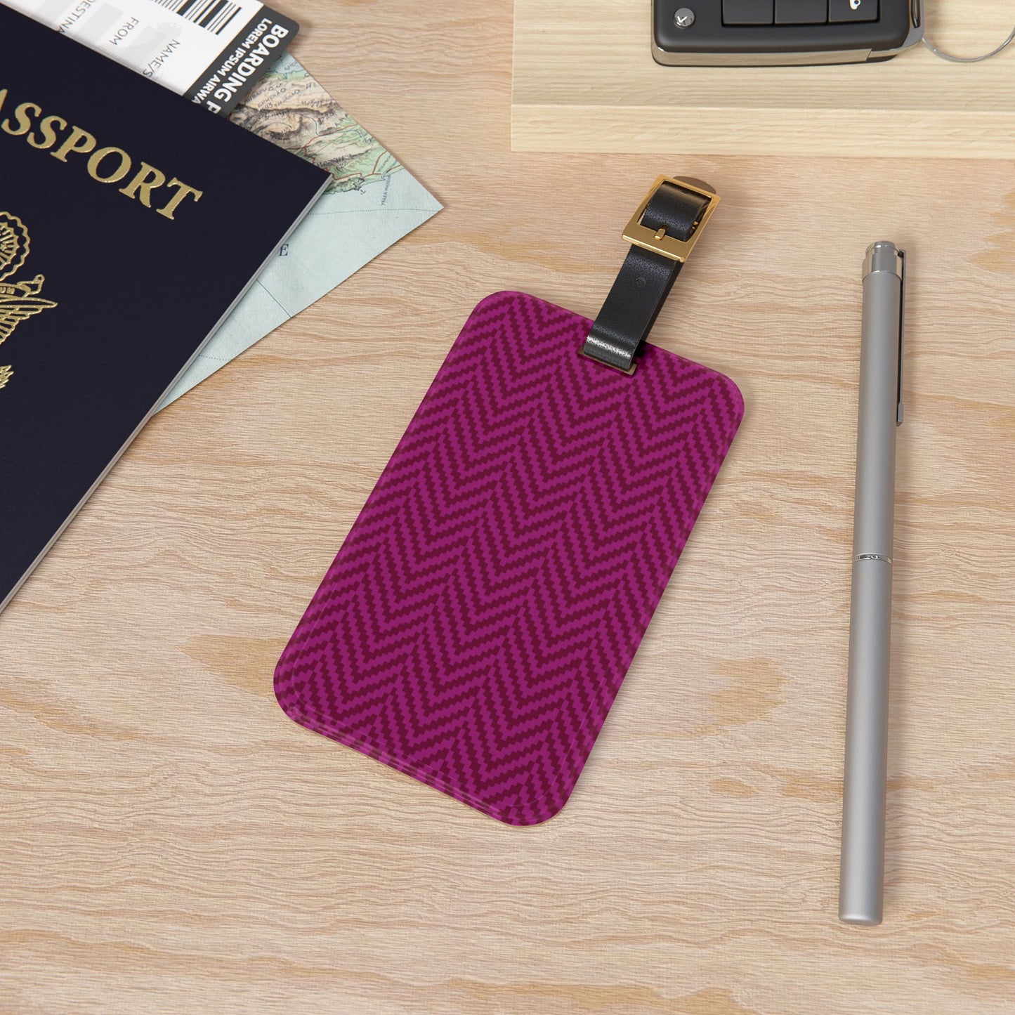 Purple Chevron Luggage Tag