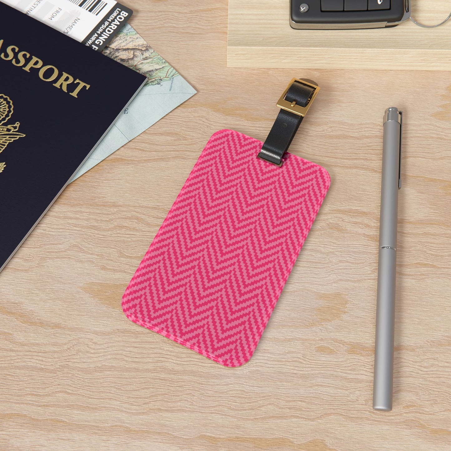 Hot Pink Chevron Luggage Tag