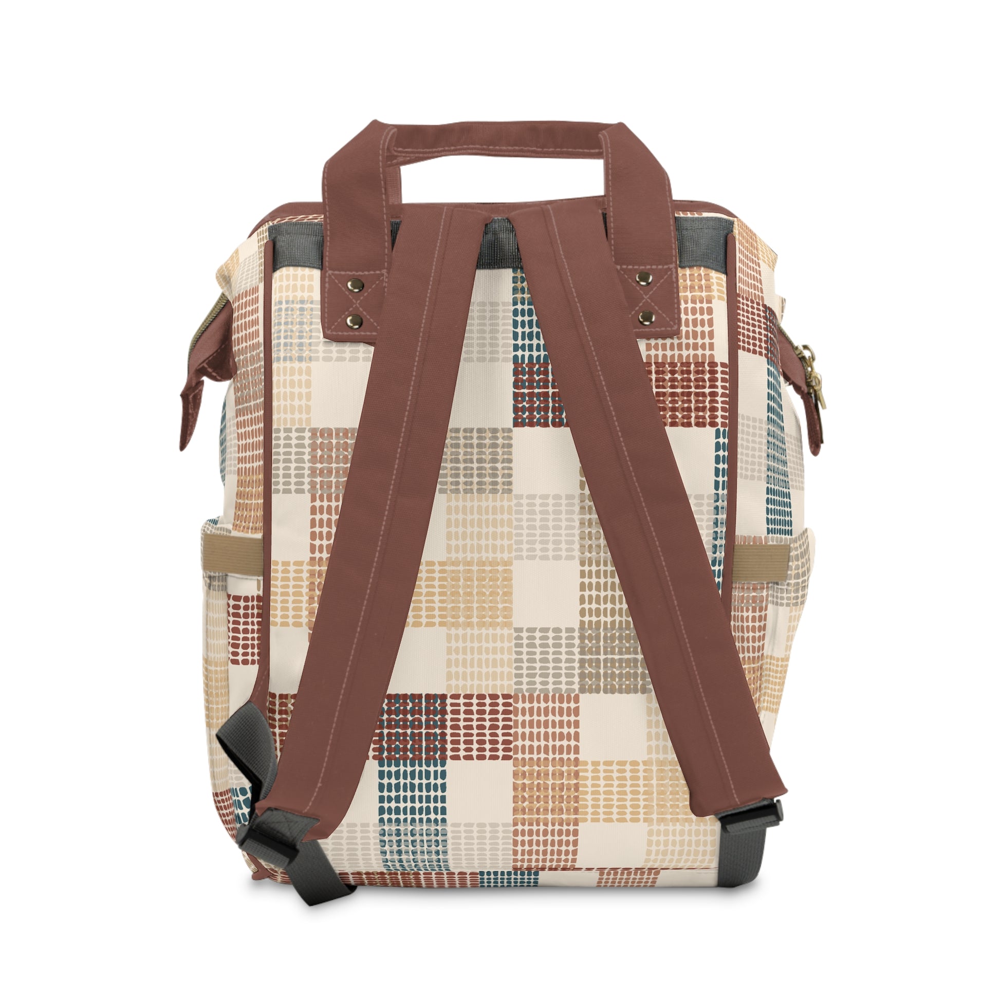 Plaid Interlock Multifunctional Diaper Backpack - Wandering Sunshine