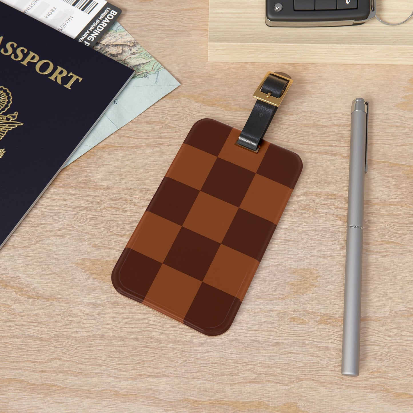 Checkered Luggage Tag