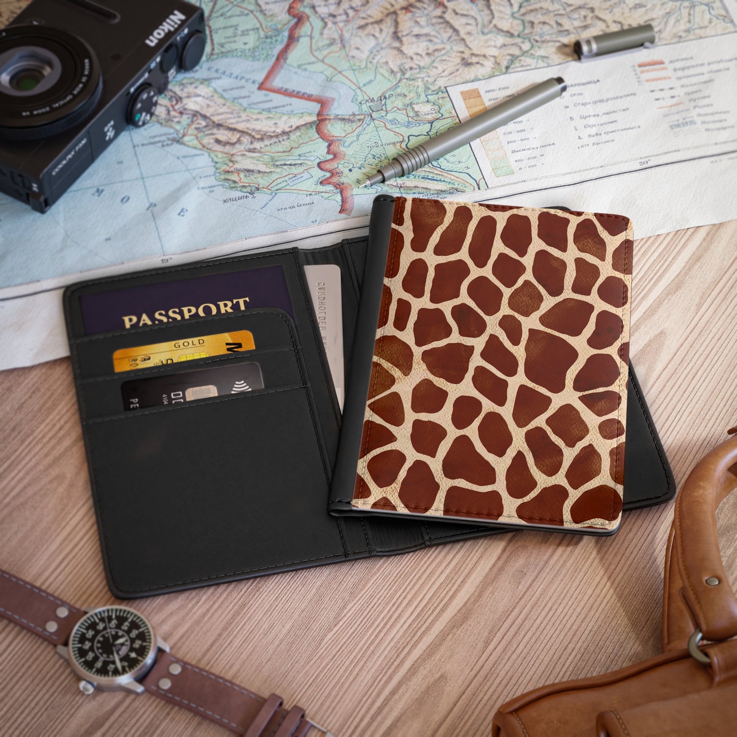 Giraffe Print Passport Holder