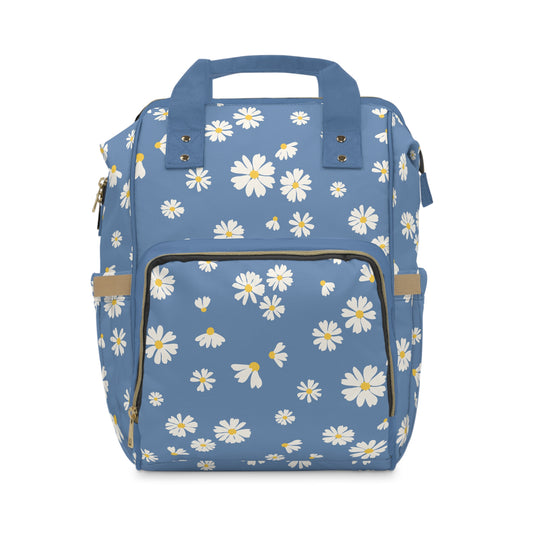 Blue Skies Daisies Multifunctional Diaper Backpack - Wandering Sunshine