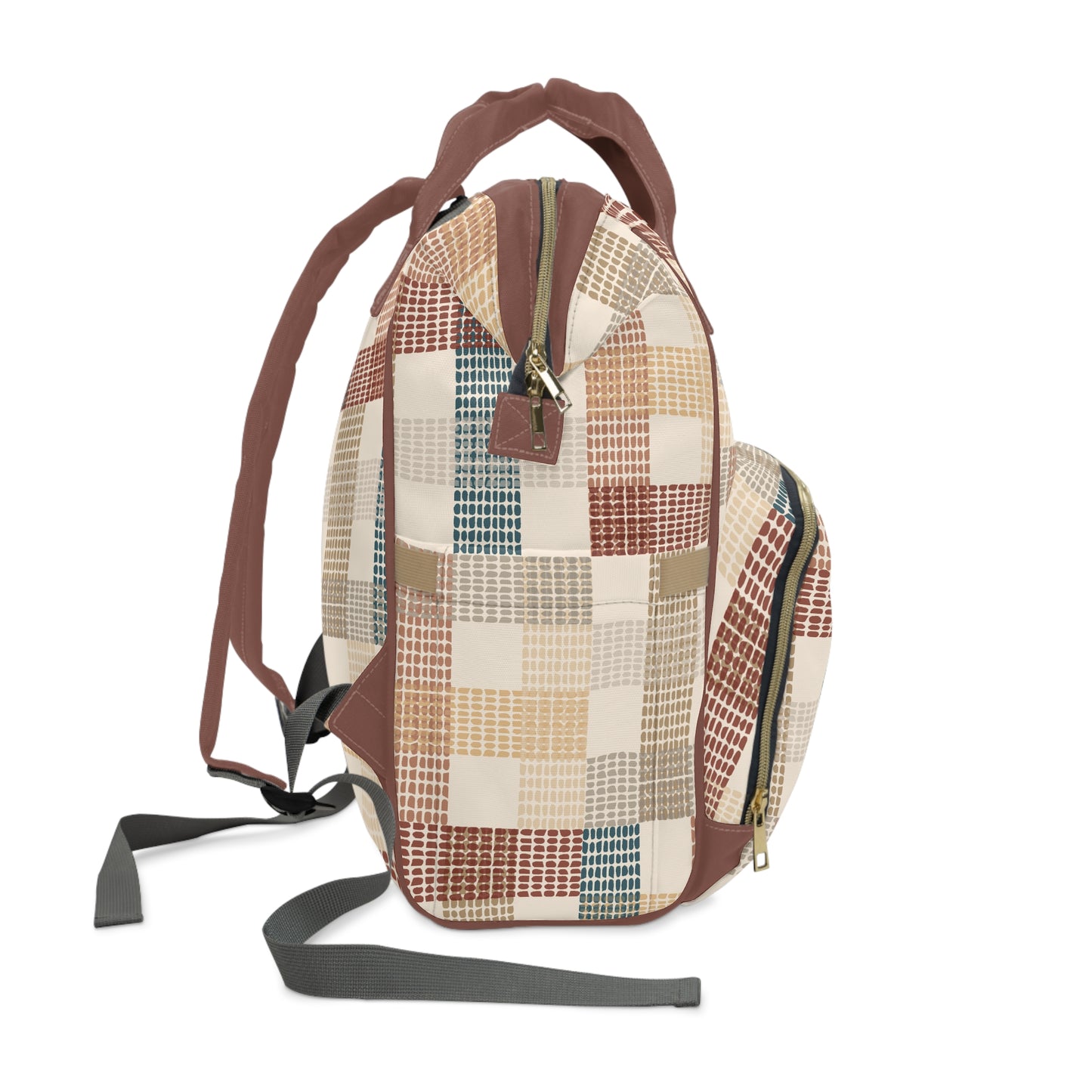 Plaid Interlock Multifunctional Diaper Backpack - Wandering Sunshine