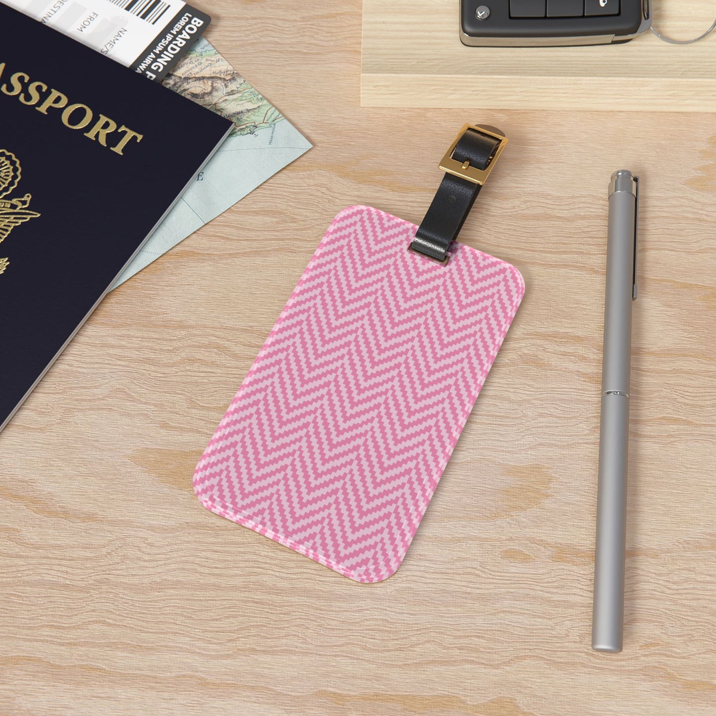 Pink Chevron Luggage Tag