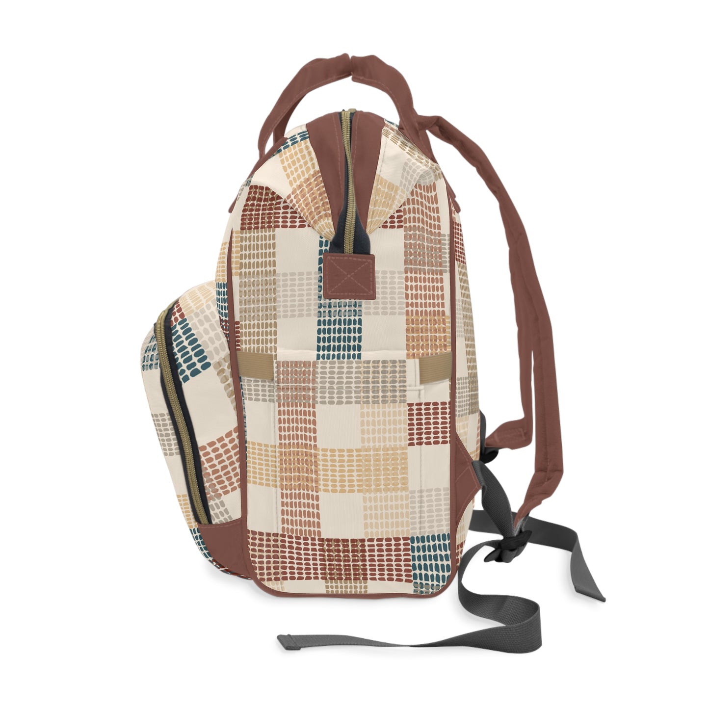 Plaid Interlock Multifunctional Diaper Backpack - Wandering Sunshine