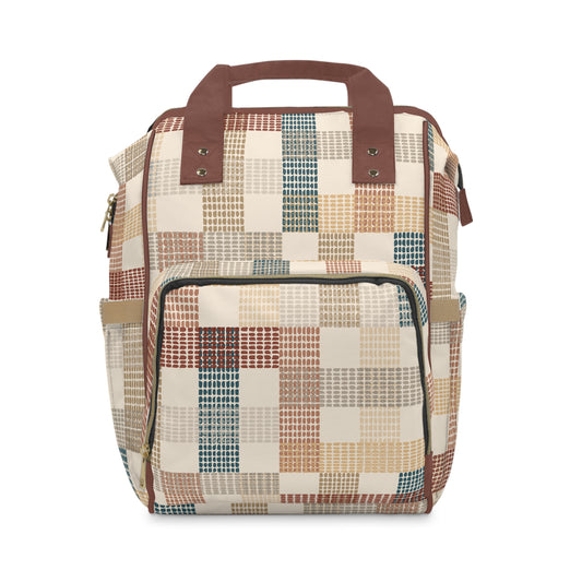 Plaid Interlock Multifunctional Diaper Backpack - Wandering Sunshine