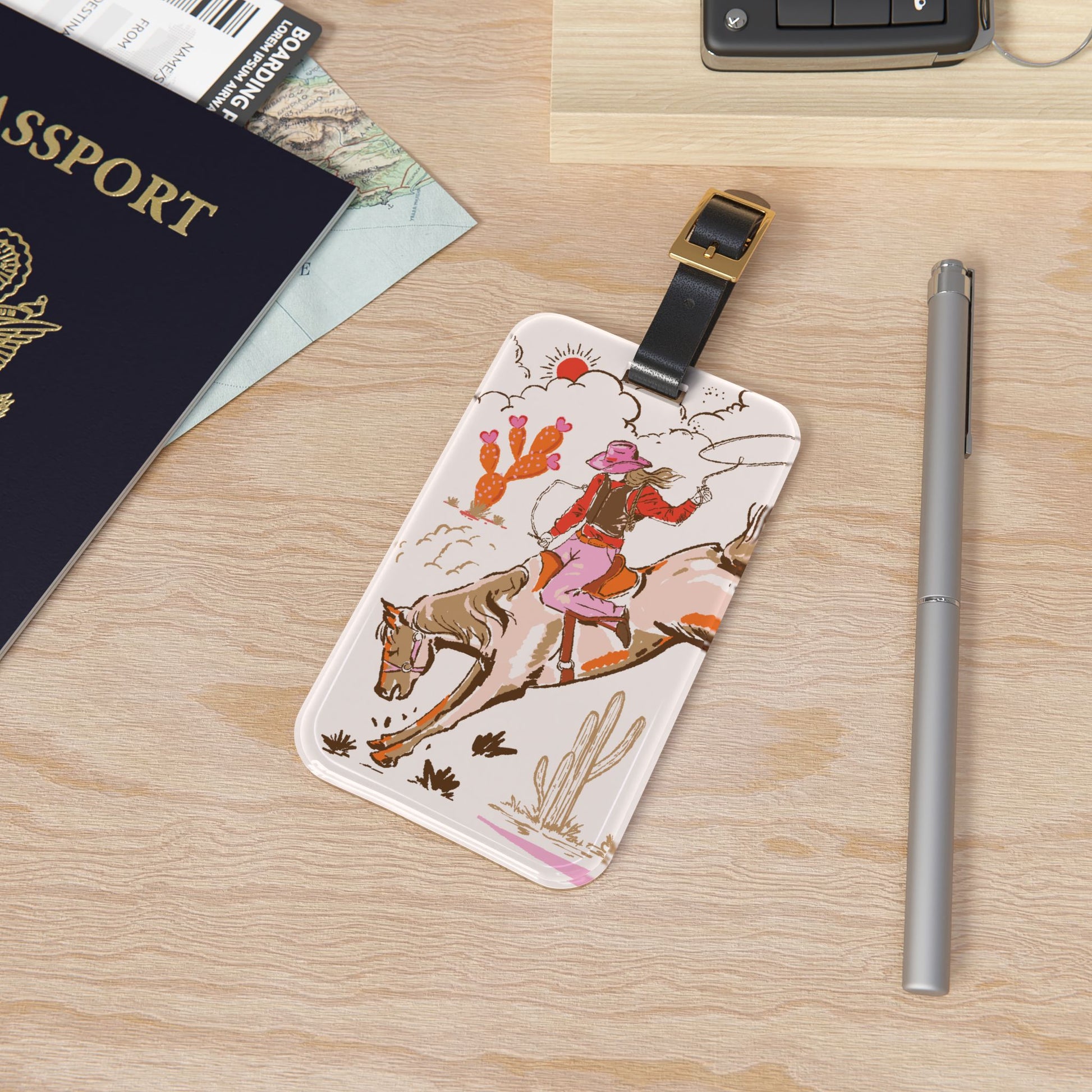 Luggage Tag with Cowgirl Print